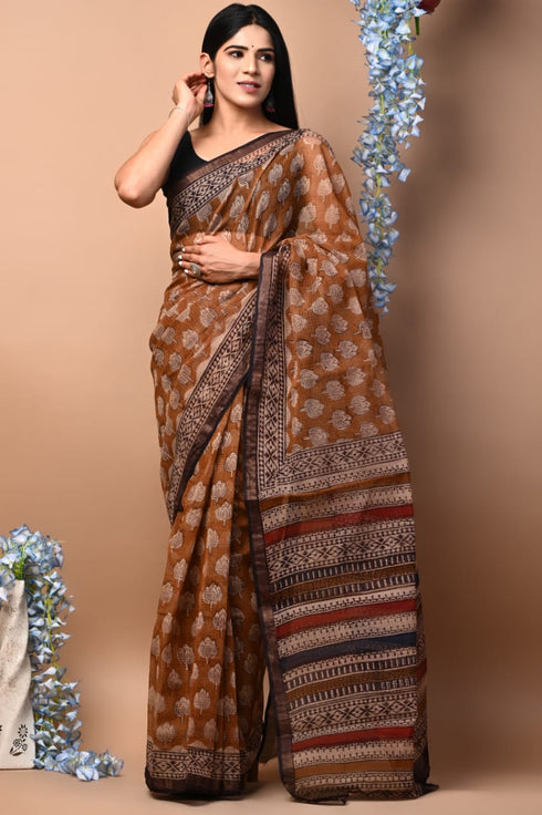Brown Buti Kota Doria Saree (KDS02)